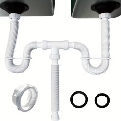 Double Sink Adjustable Flexible Drain Hose Set